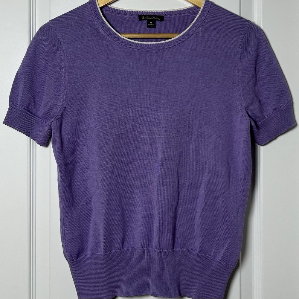 Brooks Brothers Vintage 90s Silk Cotton Purple Crewneck Short Sleeve Sweater